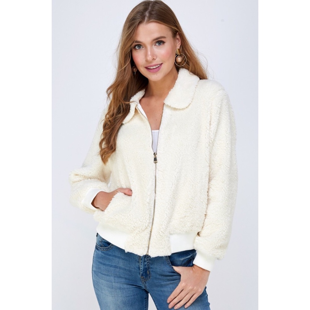NWT Fluffy Zip Jacket